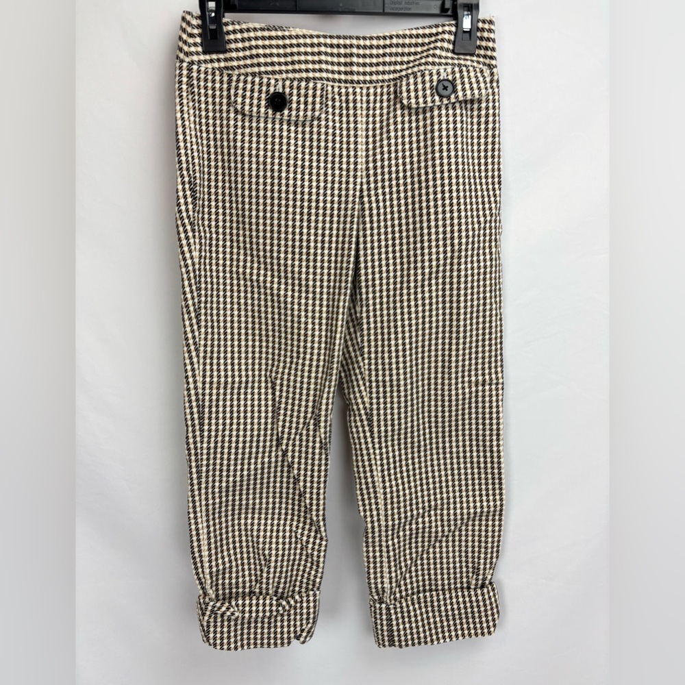 Ann Taylor Loft Petite Yellow Plaid Cuffed Capris Side Zipper 2P